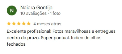 Avaliação no Google — Naiara
